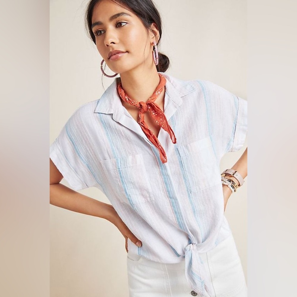 Anthropologie Cloth & Stone Pastel Stripe Blouse